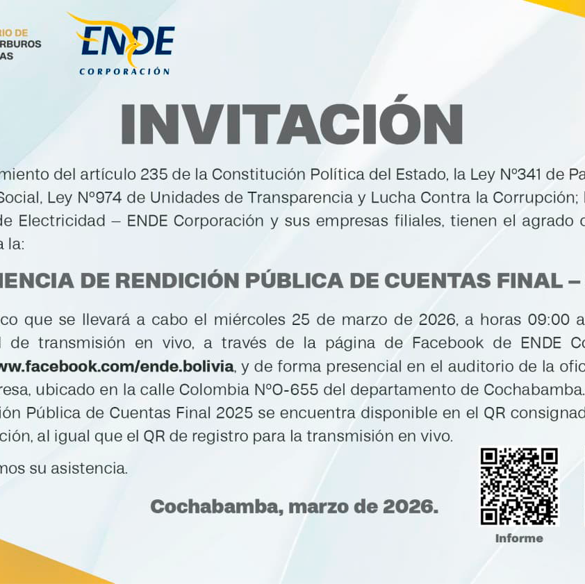 Invitación a la Audiencia de Rendición Pública de Cuentas Final - 2025