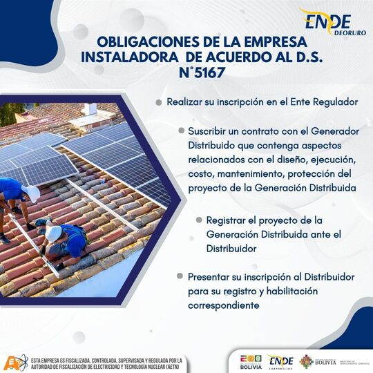 Obligaciones de la Empresa Instaladora en Generación Distribuida