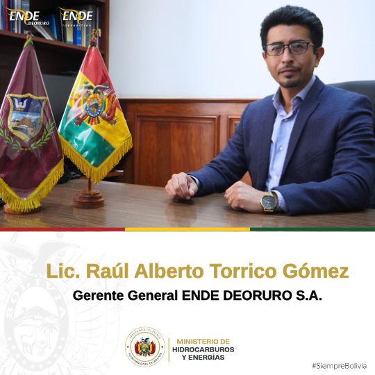 Raúl Alberto Torrico Gómez nuevo gerente general de ENDE DEORURO S.A.