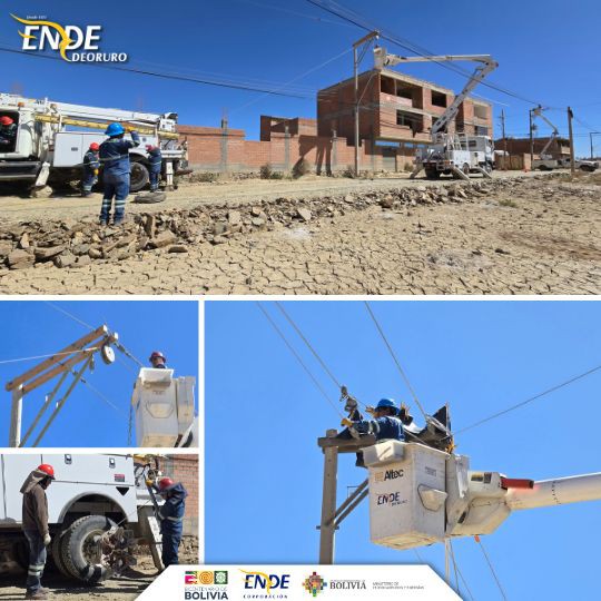 ENDE DEORURO mejora la infraestructura eléctrica entre la nueva terminal y Vinto con trabajos de rec