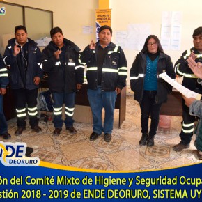 Posesióne Comité Mixto de Higiene y Seguridad Ocupacional 2018 - 2019 de ENDE DEORURO S.A., Uyuni